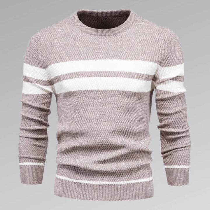 Men's Striped Knit Sweater with Crew Neck – Fabio