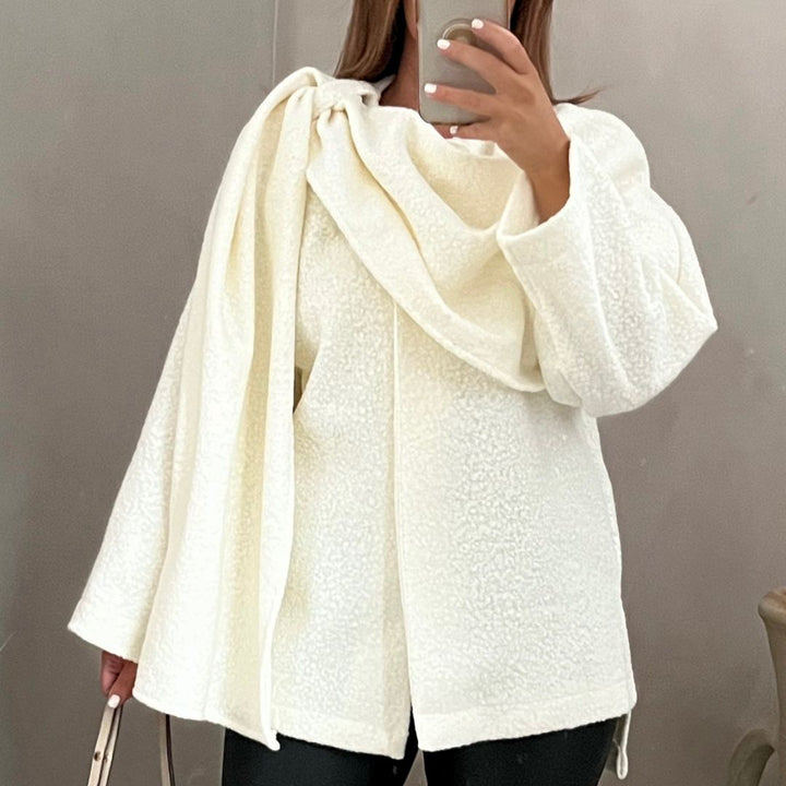 Bouclé Poncho with Scarf Detail – Vivienne