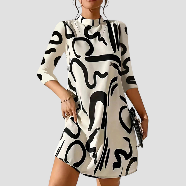 Vestido corto con mangas largas y escote redondo – Elanora