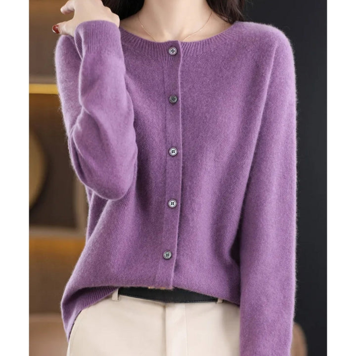 Dame Rundhals-Cardigan – Amalia Herbstzauber