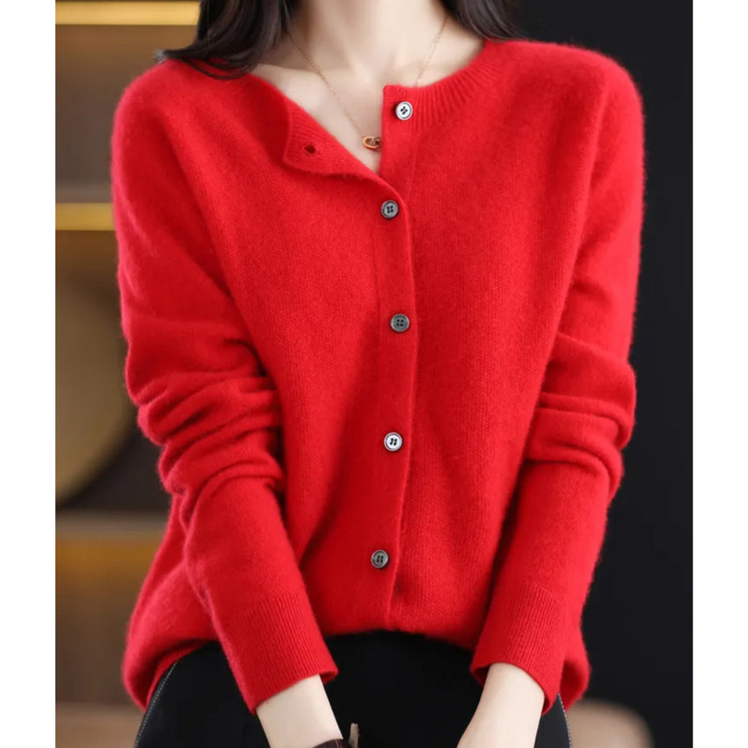 Dame Rundhals-Cardigan – Amalia Herbstzauber