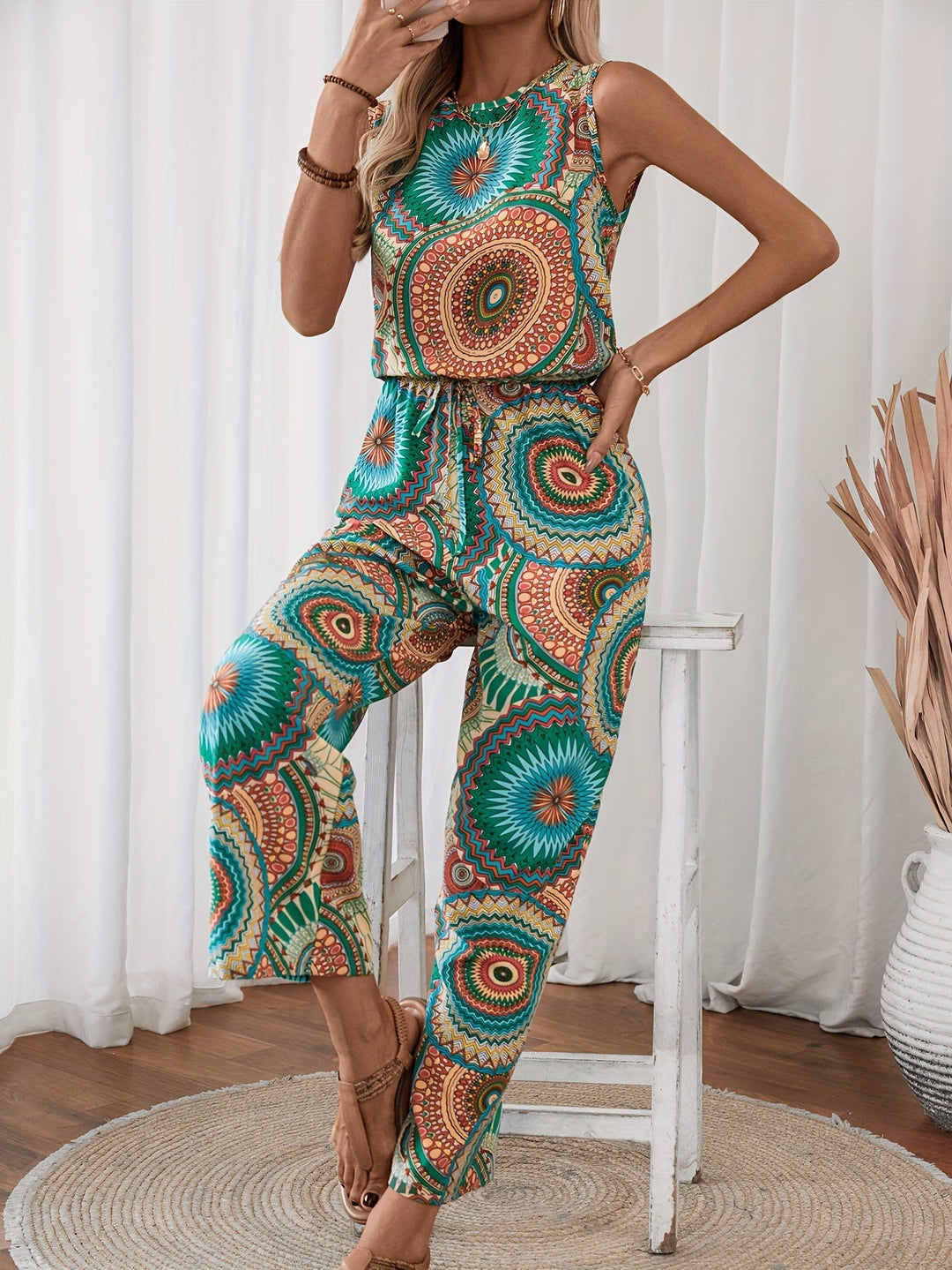 Trendiger Damen Jumpsuit mit Mandala-Print für den Sommer - BohoStrahl