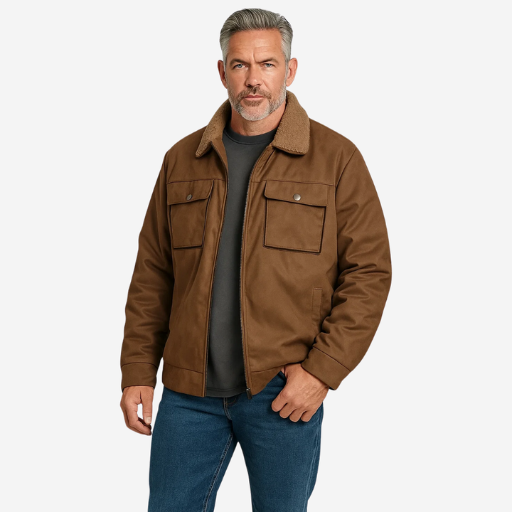 Men's outdoor jacket lined with teddy fleece & notch collar – Corvin