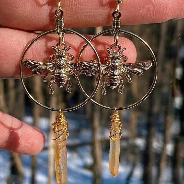 Pendientes naturales de cristal luna y estrellas – Elara
