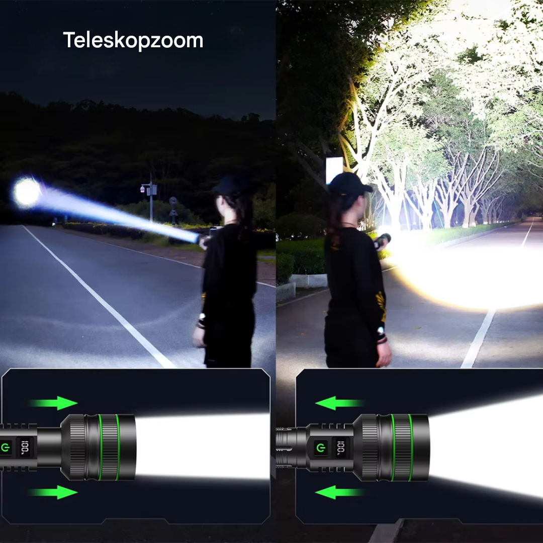 Extrem Helle und Zoombare LED-Taschenlampe - PowerBeam