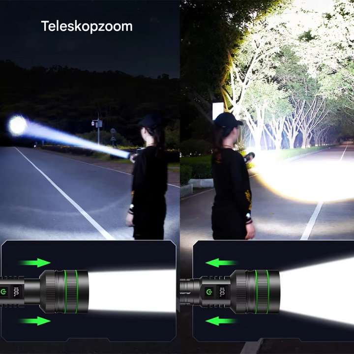Extrem Helle und Zoombare LED-Taschenlampe - PowerBeam