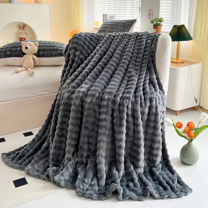 Luxe bobletæppe i fleece - BubbleNest