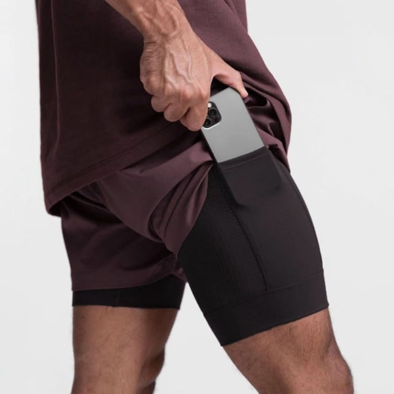 2-i-1 herre sportsshorts åndbare med indershorts træning - Noah