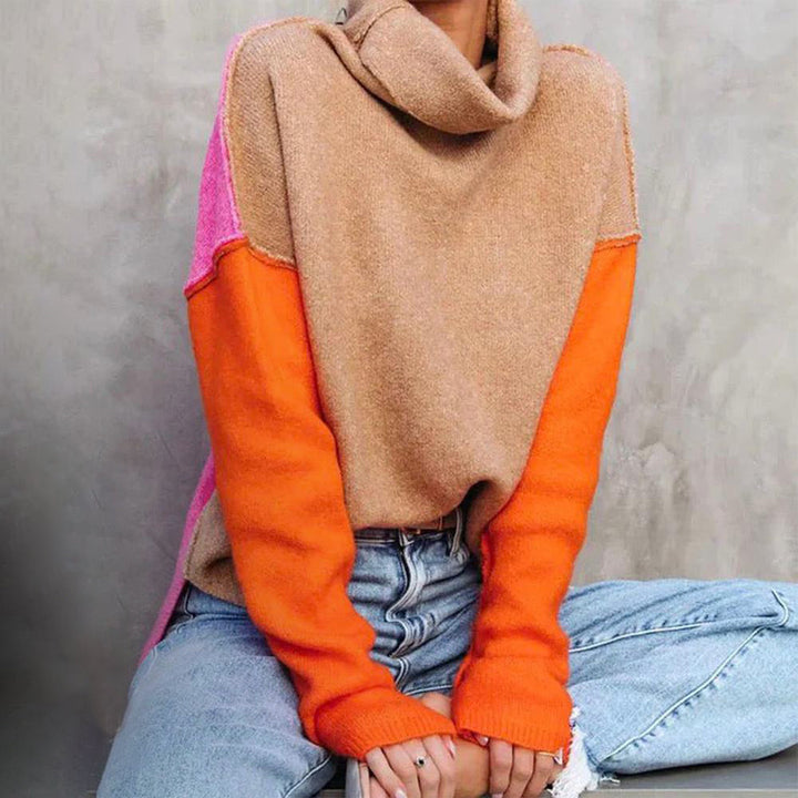 Impressive Color Block Knit Sweater - AutumnVibe