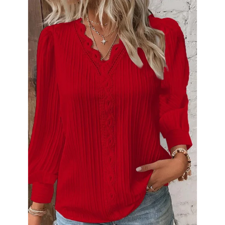 Blusa elegante para mujer con escote en V y manga larga – Alvara