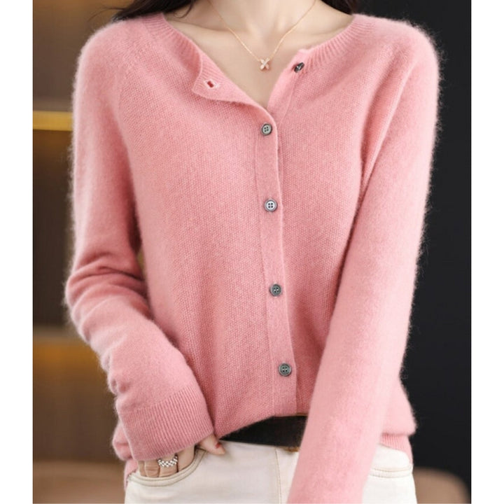Dame Rundhals-Cardigan – Amalia Herbstzauber
