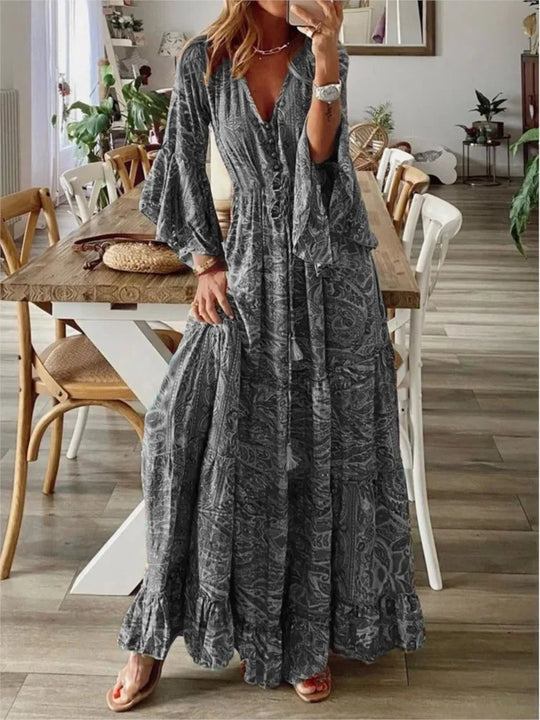 Boho-Maxikleid mit fließender Passform und Details – Amira