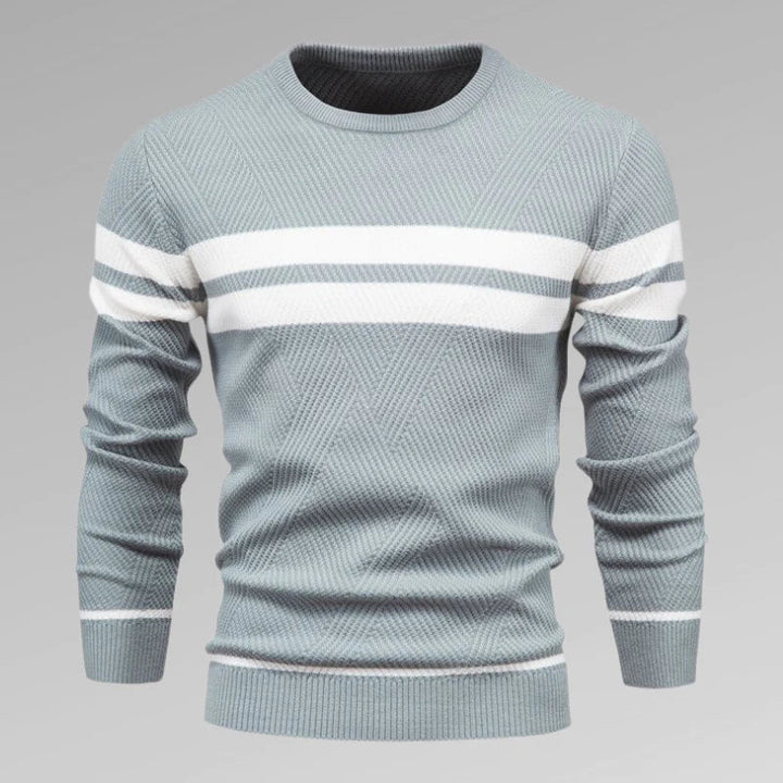 Men's Striped Knit Sweater with Crew Neck – Fabio