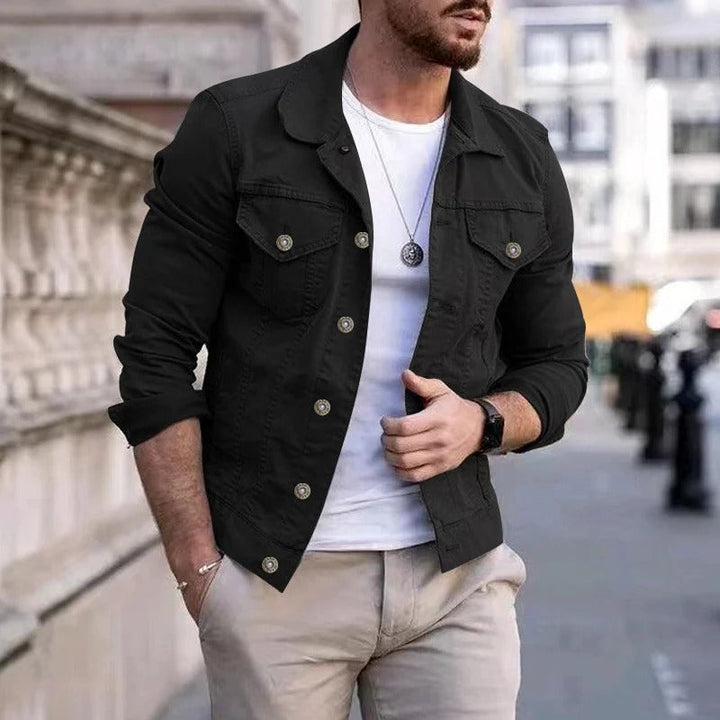 Men's denim jacket with slim-fit cut – Milan