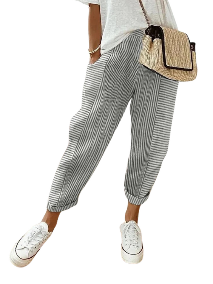 Pantalones de algodón a rayas para mujer - Amara