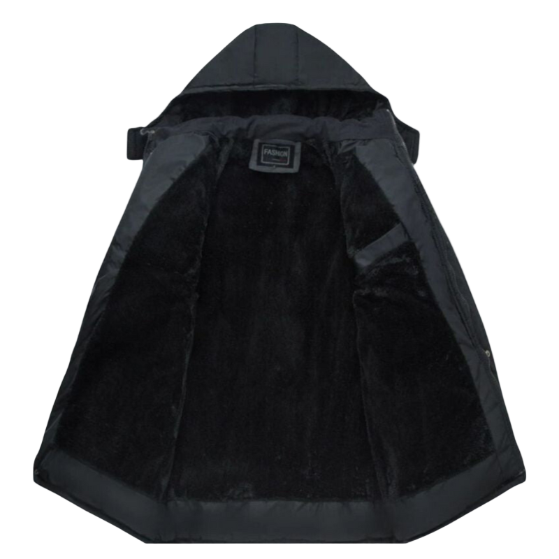 Black Padded Men's Winter Coat with Modern Cut – Leon