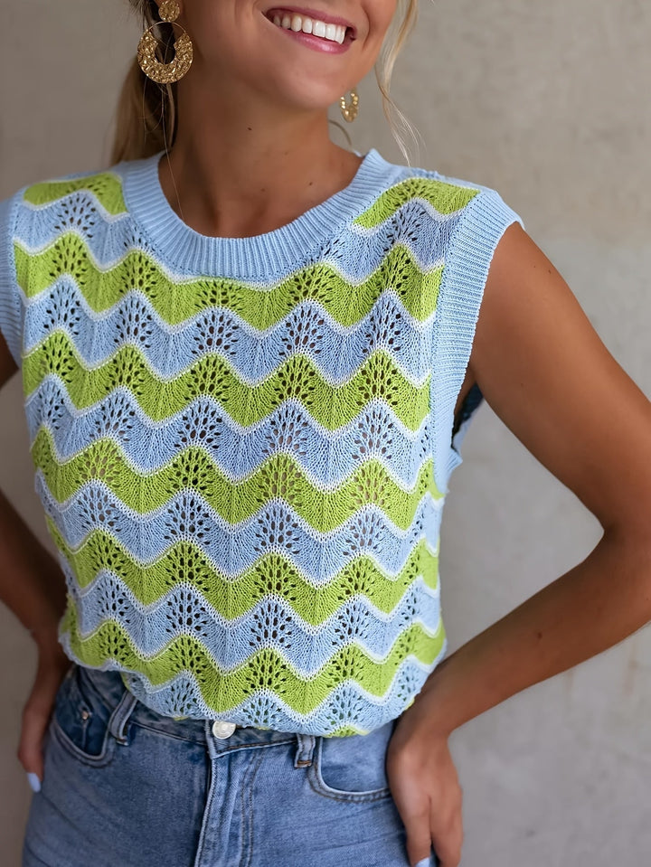 Trendy summer top in knit look - KnitGlow