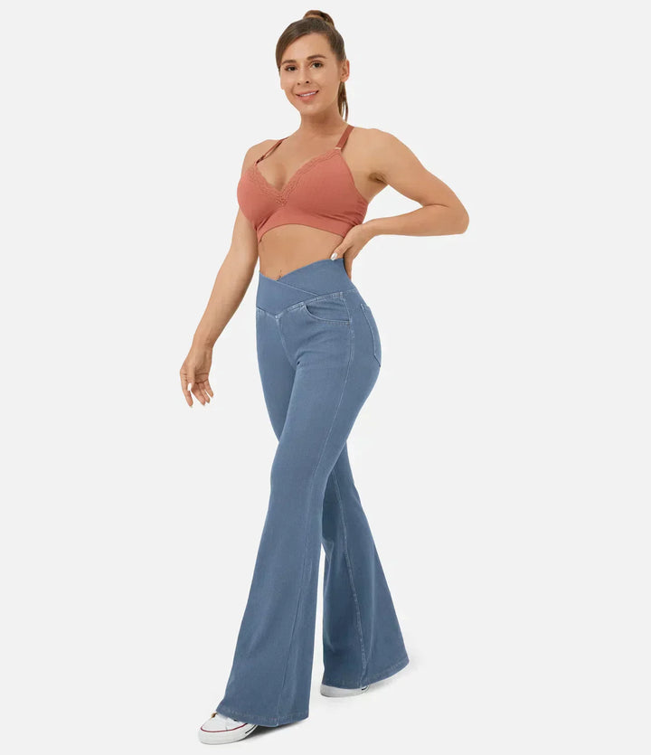 Jeans bootcut elegantes para mujer - Rosa