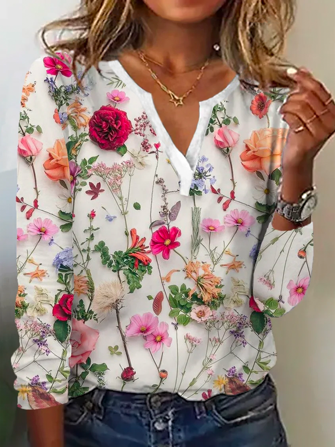 Trendy Floral Pattern Sweater - Lana