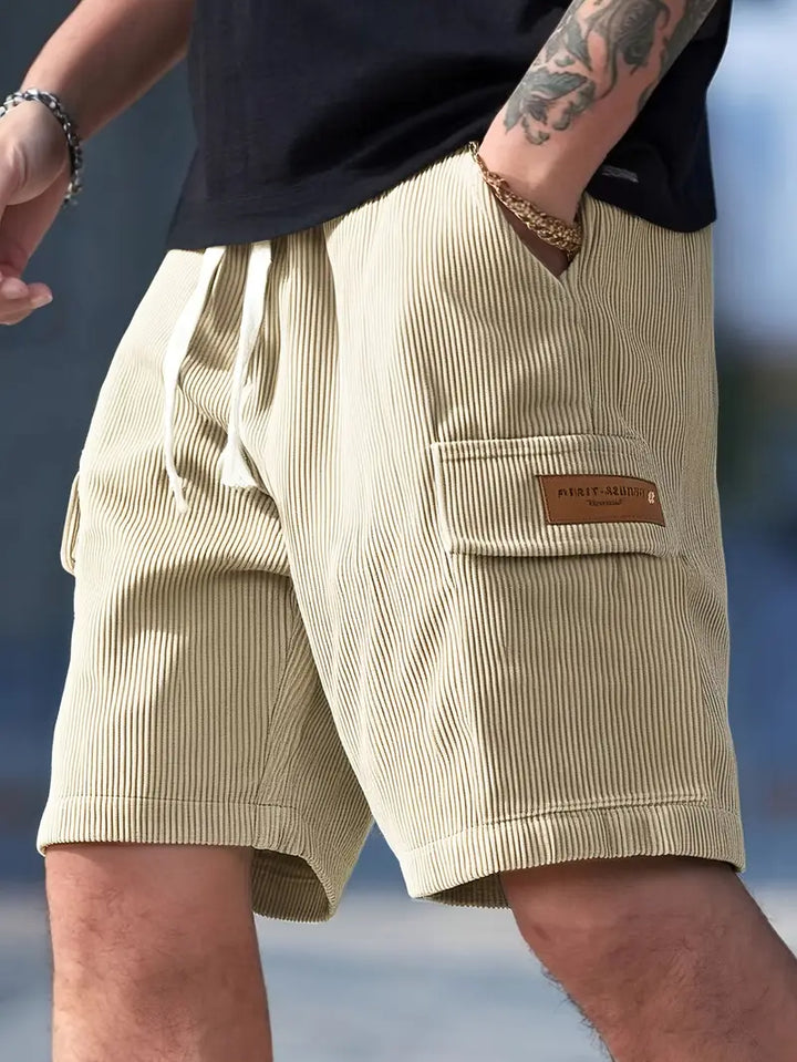 Trendy beige kordfløjls cargo sommerbukser – Tobias