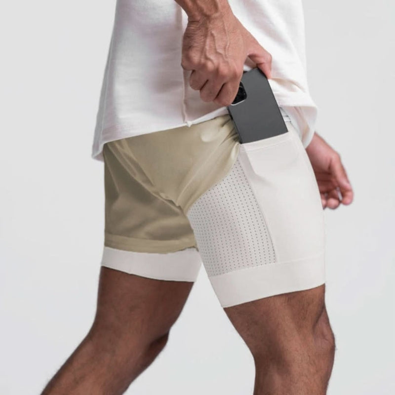 2-i-1 herre sportsshorts åndbare med indershorts træning - Noah
