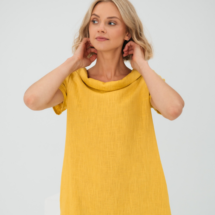 Stylish summer dress made of linen-cotton blend - LinaLuft