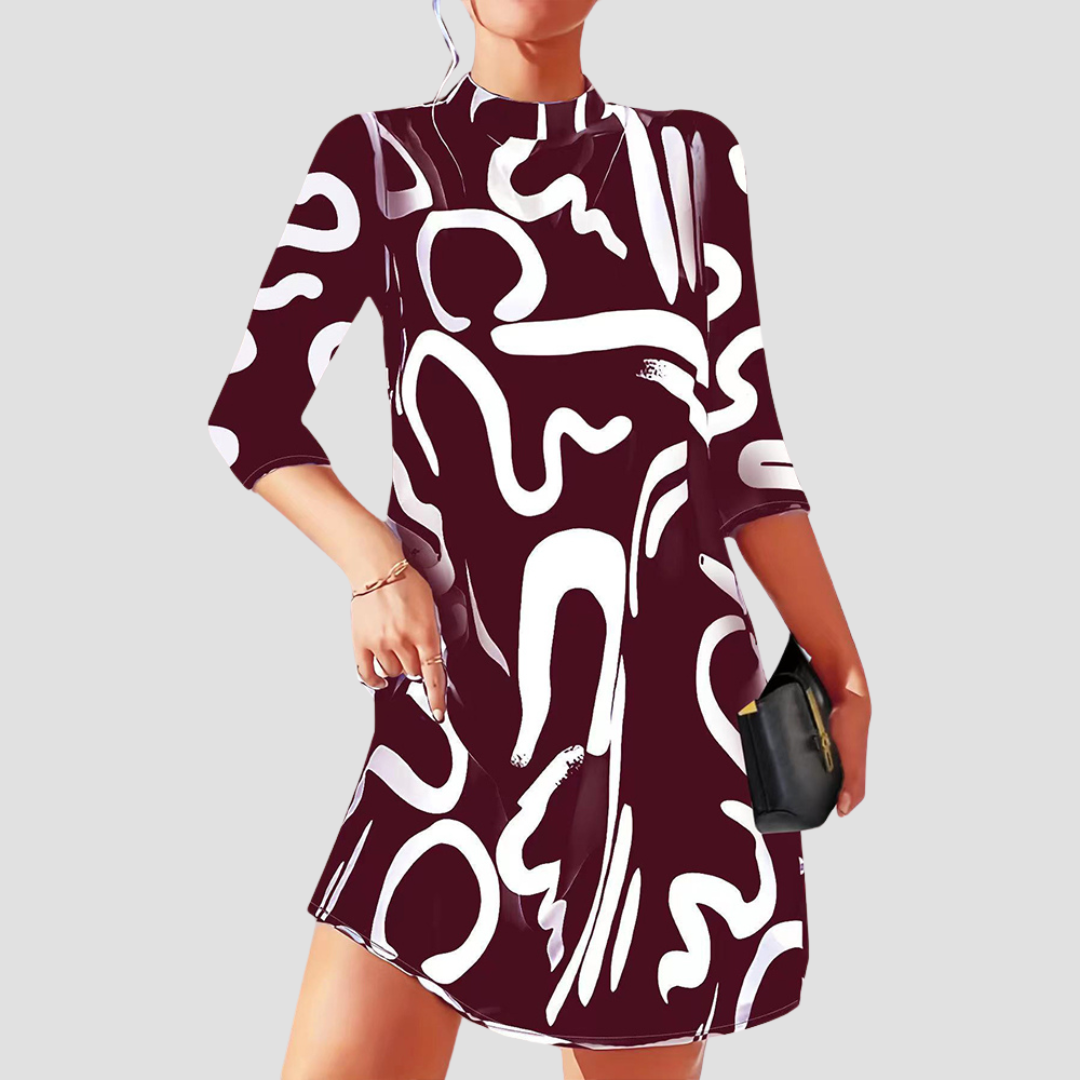 Vestido corto con mangas largas y escote redondo – Elanora