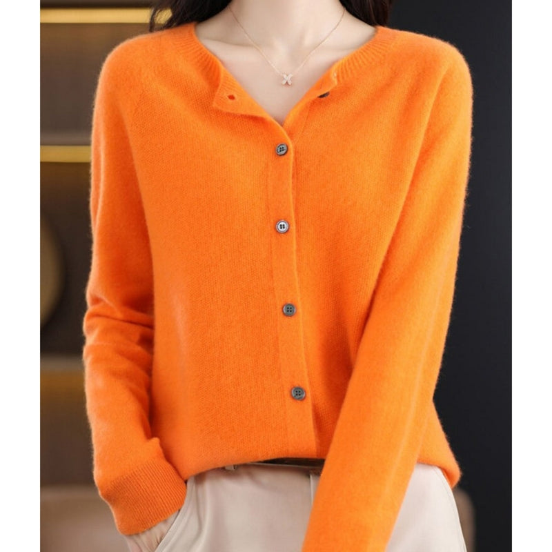 Dame Rundhals-Cardigan – Amalia Herbstzauber
