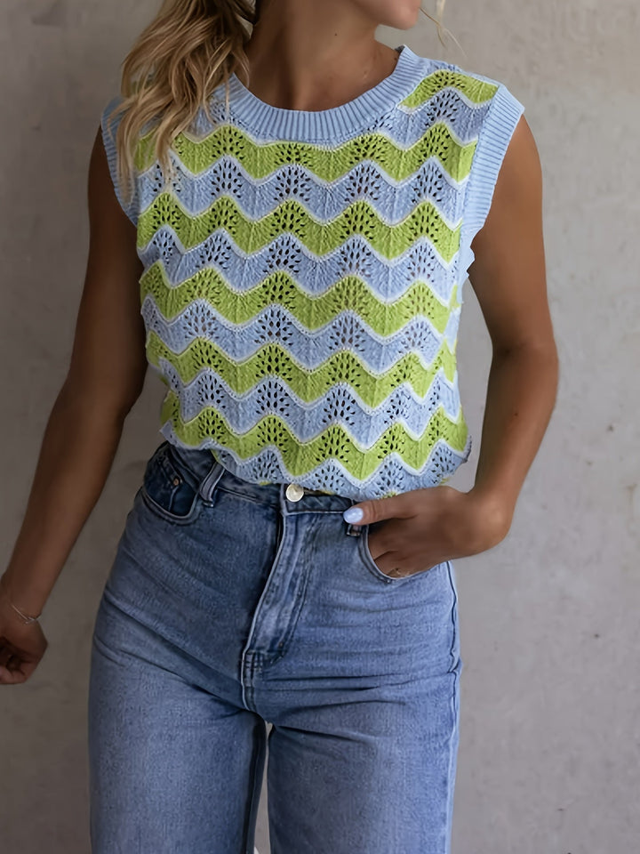 Trendy summer top in knit look - KnitGlow