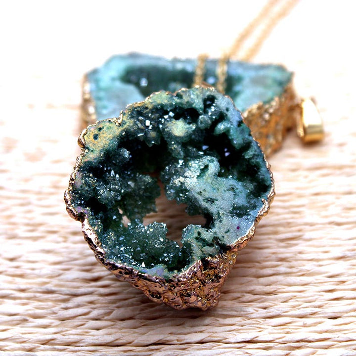 Naturlig krystall-geode anheng – Gaia