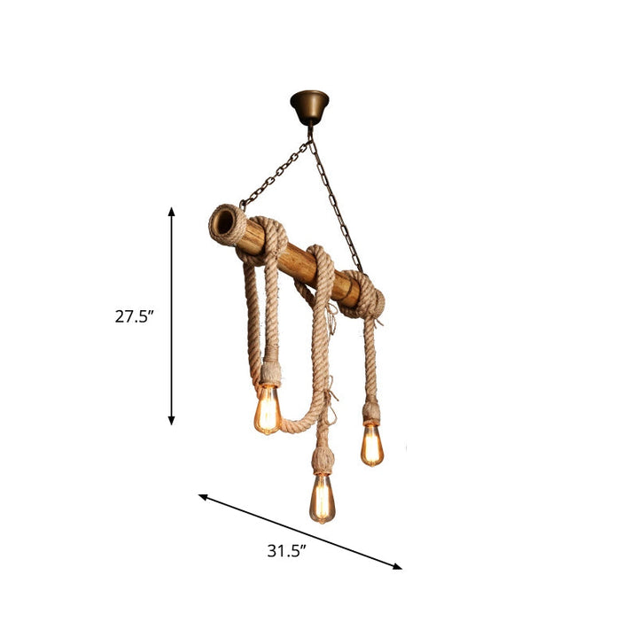 Adjustable Bamboo Pendant Lamp with Industrial Rope Design – EcoChic
