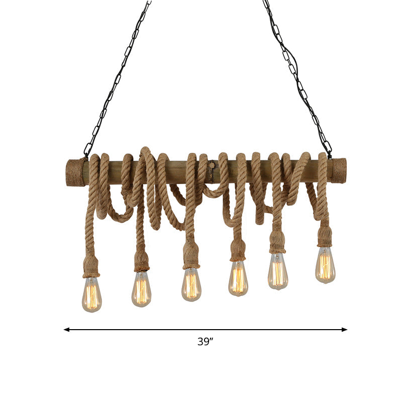 Adjustable Bamboo Pendant Lamp with Industrial Rope Design – EcoChic