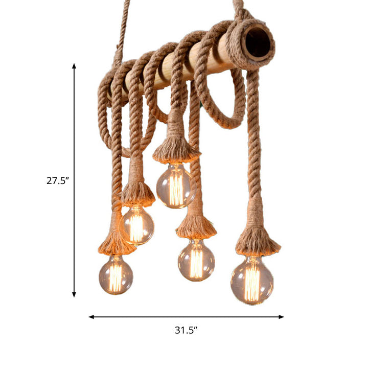 Adjustable Bamboo Pendant Lamp with Industrial Rope Design – EcoChic
