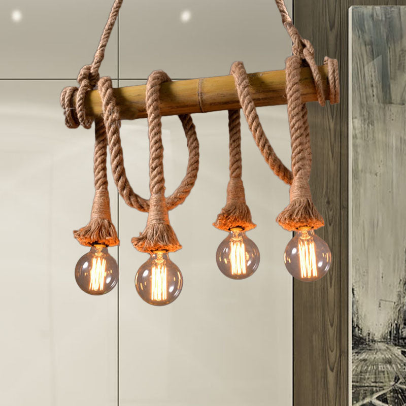 Adjustable Bamboo Pendant Lamp with Industrial Rope Design – EcoChic