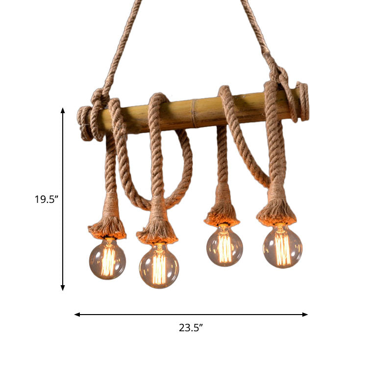 Adjustable Bamboo Pendant Lamp with Industrial Rope Design – EcoChic