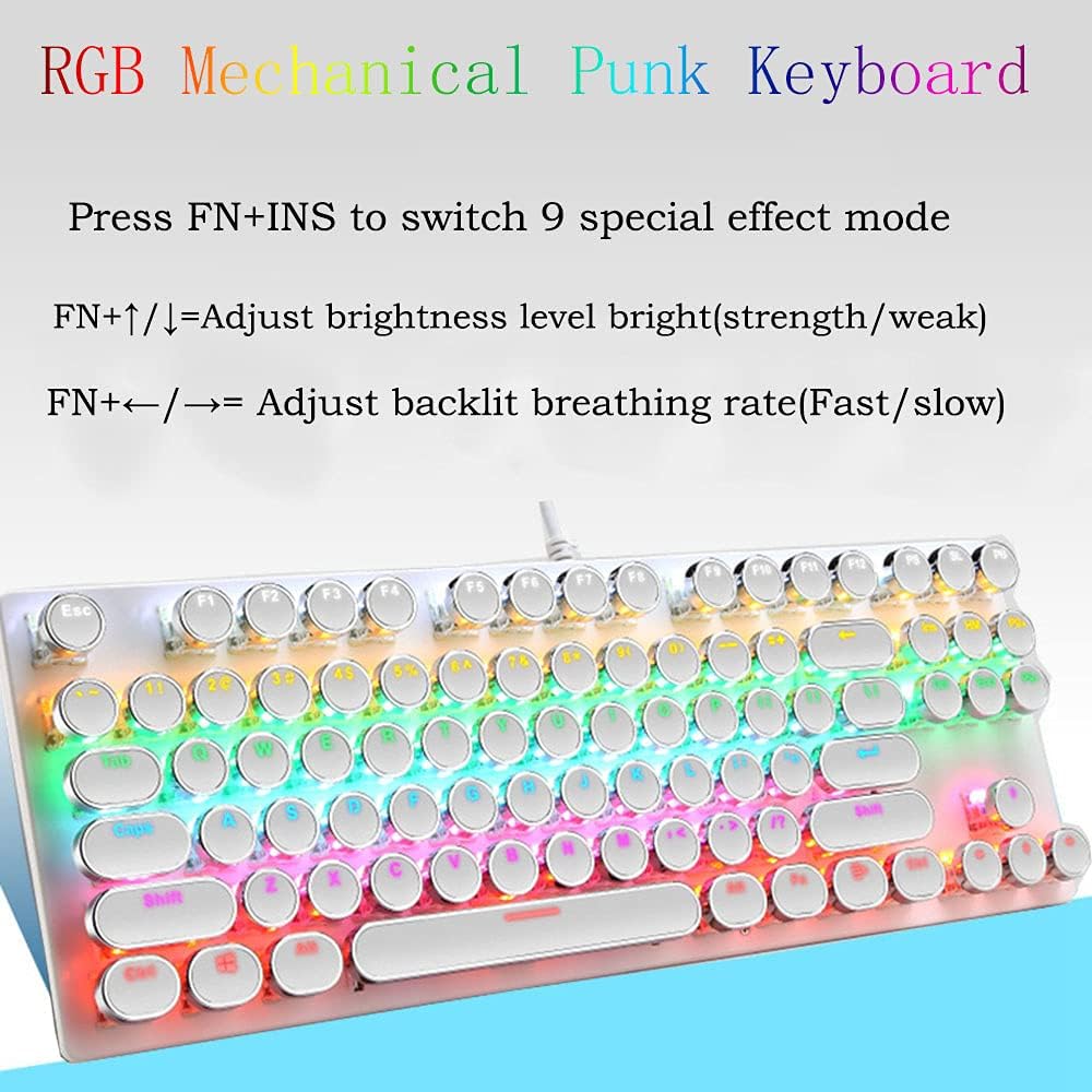 Teclado mecánico para juegos de 87 teclas con retroiluminación RGB y interruptores azules