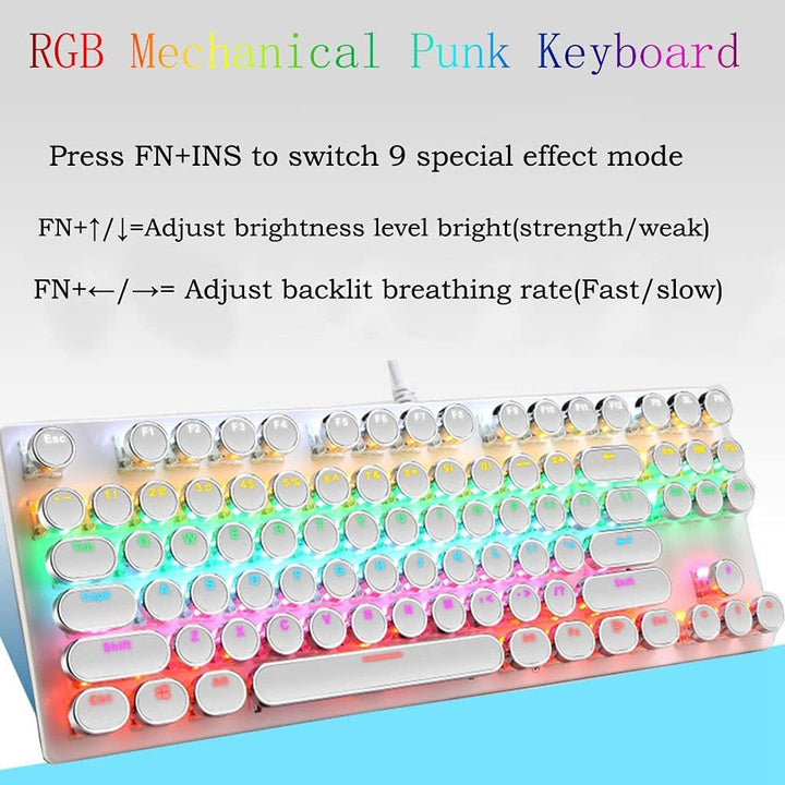 Teclado mecánico para juegos de 87 teclas con retroiluminación RGB y interruptores azules