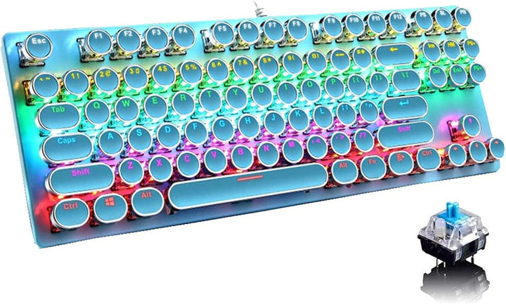 Teclado mecánico para juegos de 87 teclas con retroiluminación RGB y interruptores azules