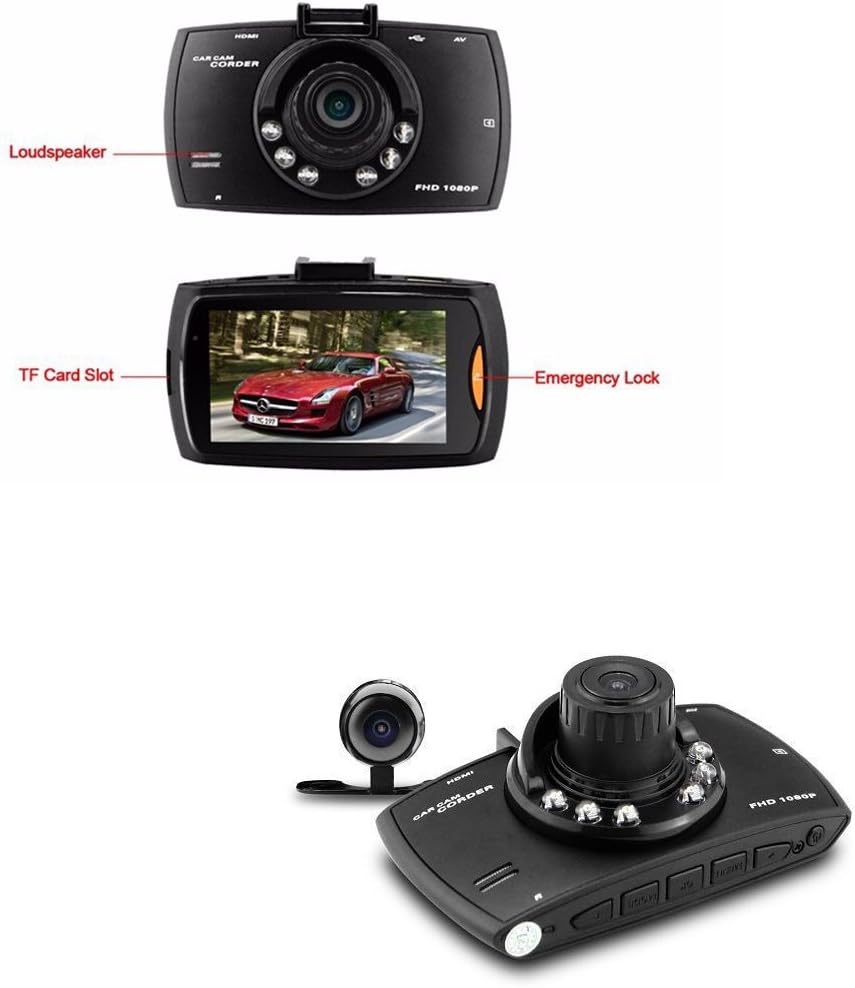 Dual-linse bilradio DVR G30 2,7" LCD Full HD 1080P med G-sensor