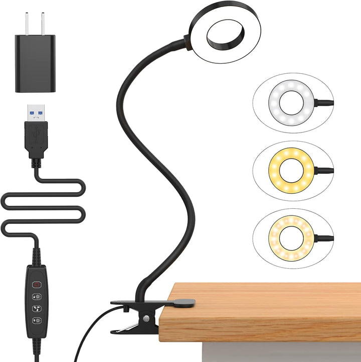 3 Color Modes LED Desk Clamp Lamp with Flexible Gooseneck – Selvara (1+1 FREE)
