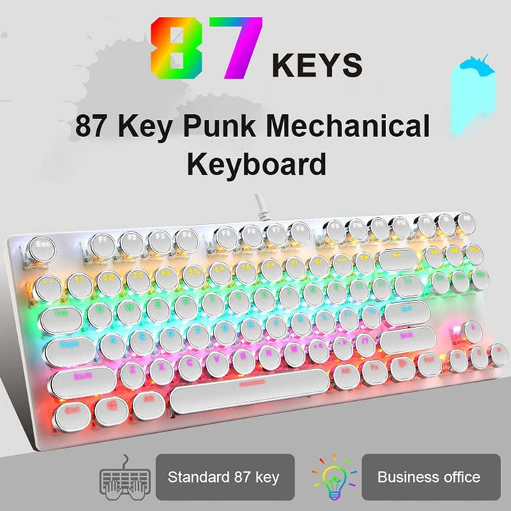 Teclado mecánico para juegos de 87 teclas con retroiluminación RGB y interruptores azules