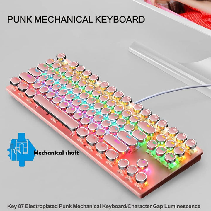 Teclado mecánico para juegos de 87 teclas con retroiluminación RGB y interruptores azules