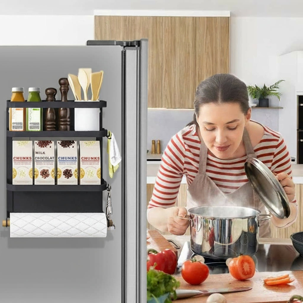 Magnetic Refrigerator Spice Rack with Paper Towel Holder – Oryden
