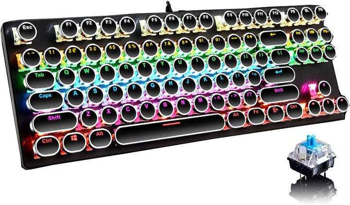 Teclado mecánico para juegos de 87 teclas con retroiluminación RGB y interruptores azules