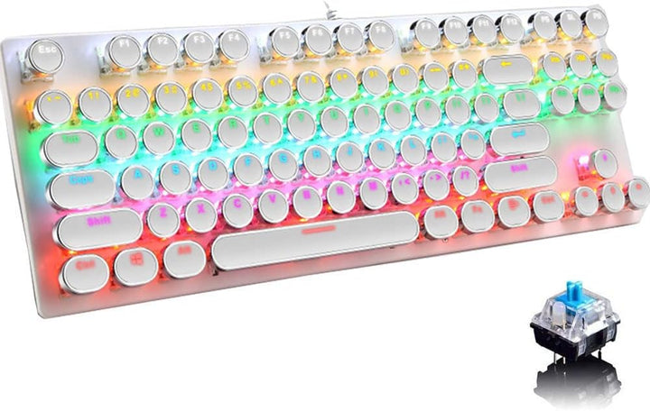 Teclado mecánico para juegos de 87 teclas con retroiluminación RGB y interruptores azules