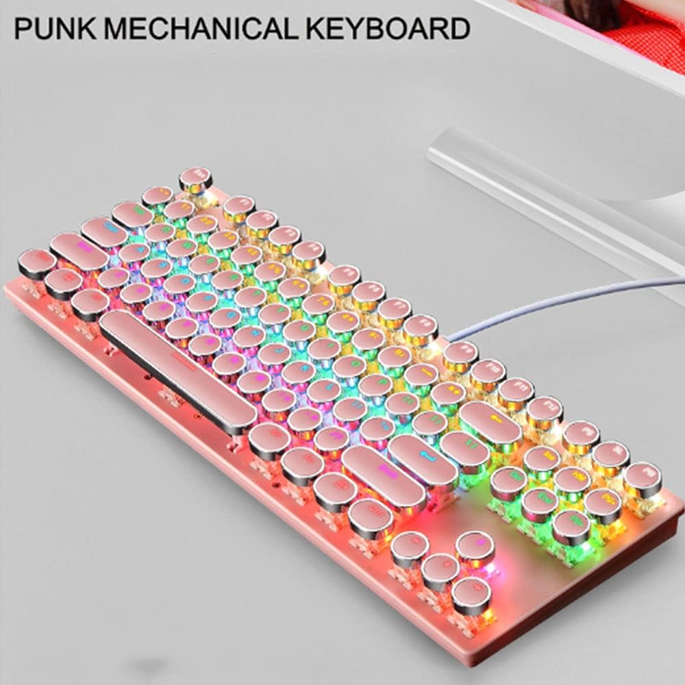 Teclado mecánico para juegos de 87 teclas con retroiluminación RGB y interruptores azules