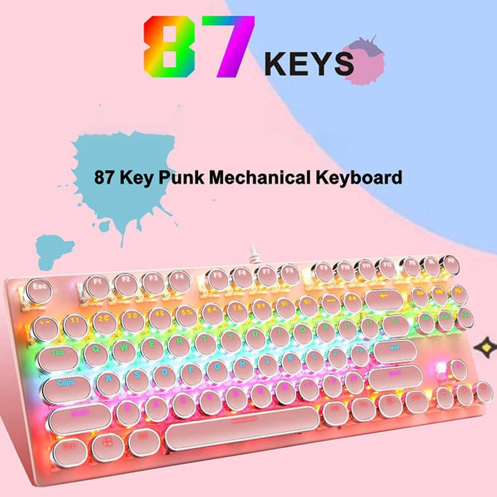 Teclado mecánico para juegos de 87 teclas con retroiluminación RGB y interruptores azules