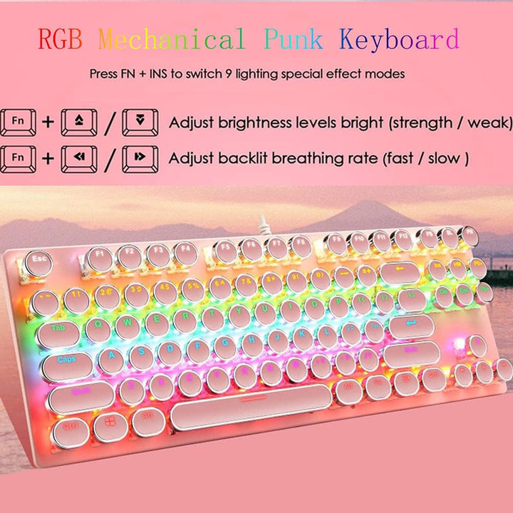 Teclado mecánico para juegos de 87 teclas con retroiluminación RGB y interruptores azules