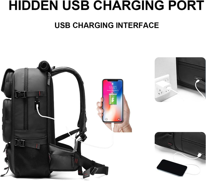 50L vanntett reisesekk med skofag og USB-tilkobling