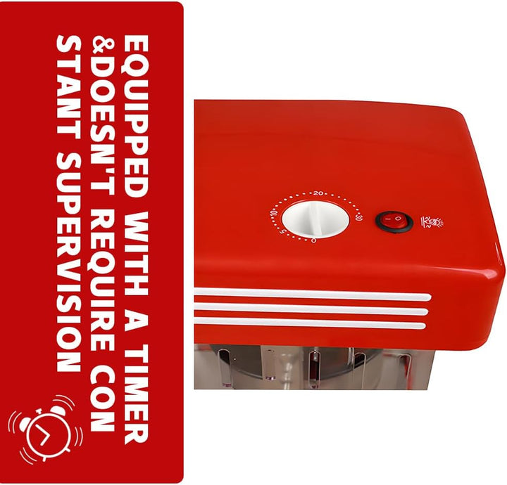 Retro rojo máquina eléctrica de palomitas de maíz de mesa con temporizador – Calvano